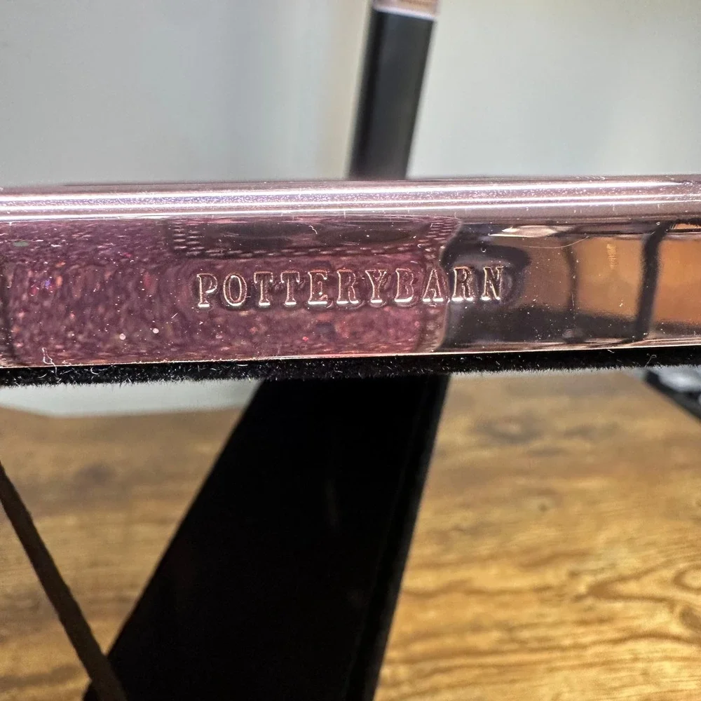 Pottery Barn Rose Gold Metal Picture Frame with Orange Grosgrain Ribbon Mat 4x6
